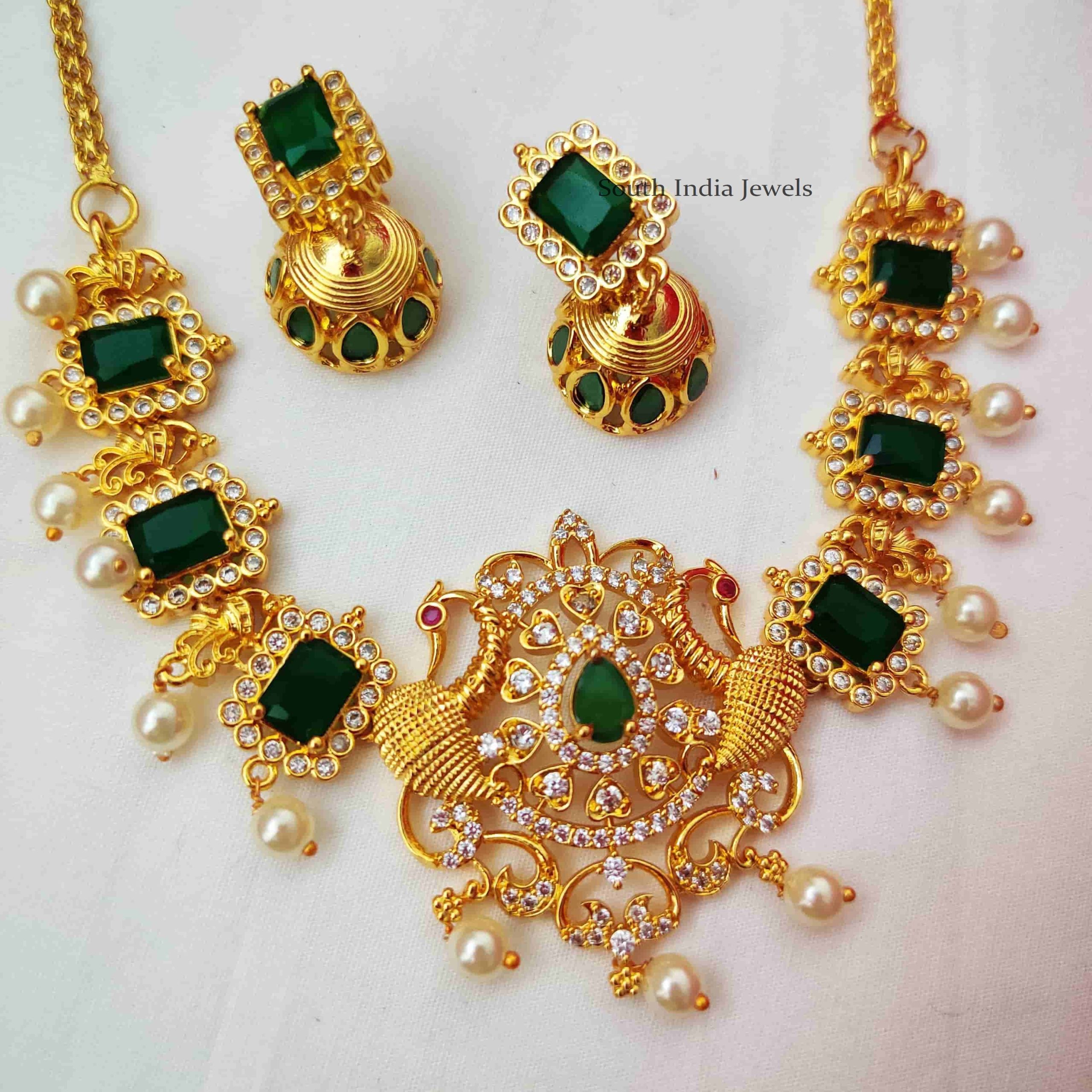 Beautiful Peacock Green Stone Necklace (2)