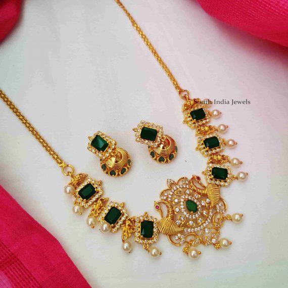 Beautiful Peacock Green Stone Necklace