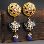 Beautiful Round Blue Enamel Earrings