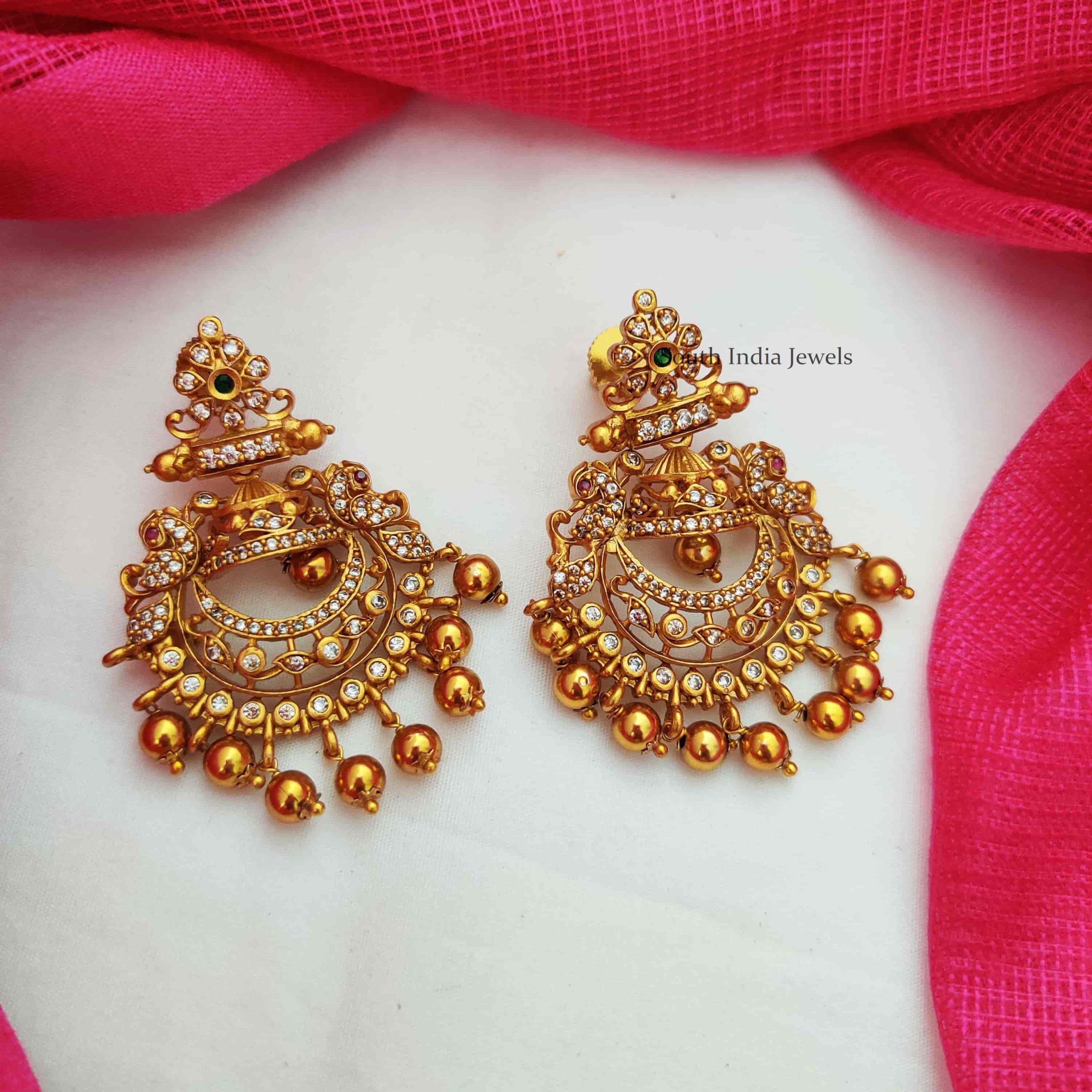 Chandbali Design Golden Beads Earrings (2)