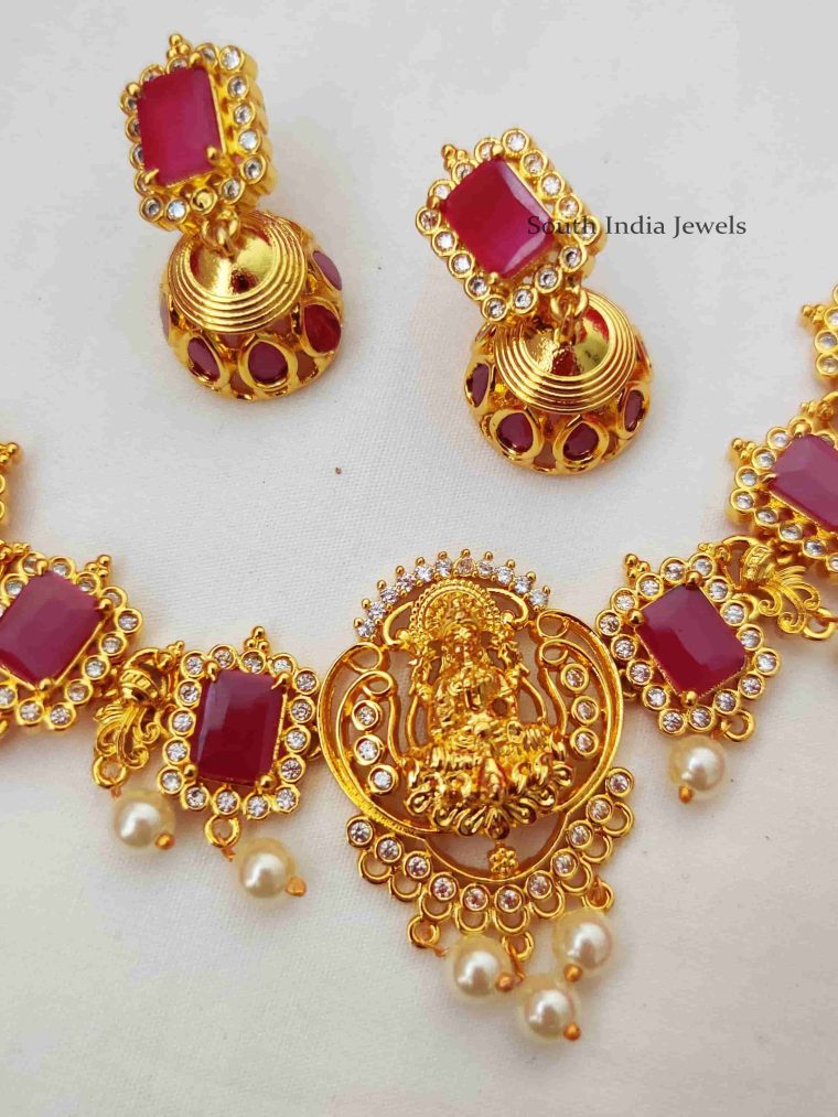 Classic Lakshmi Pink Stone Necklace (2)