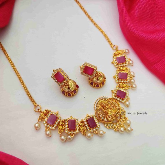 Classic Lakshmi Pink Stone Necklace (2)