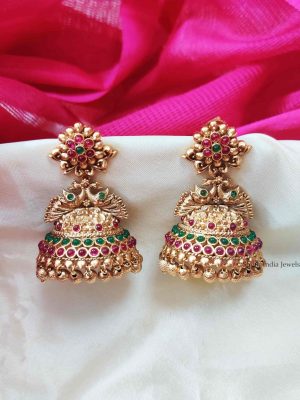 Dual Peacock Kemp & Green Jhumkas