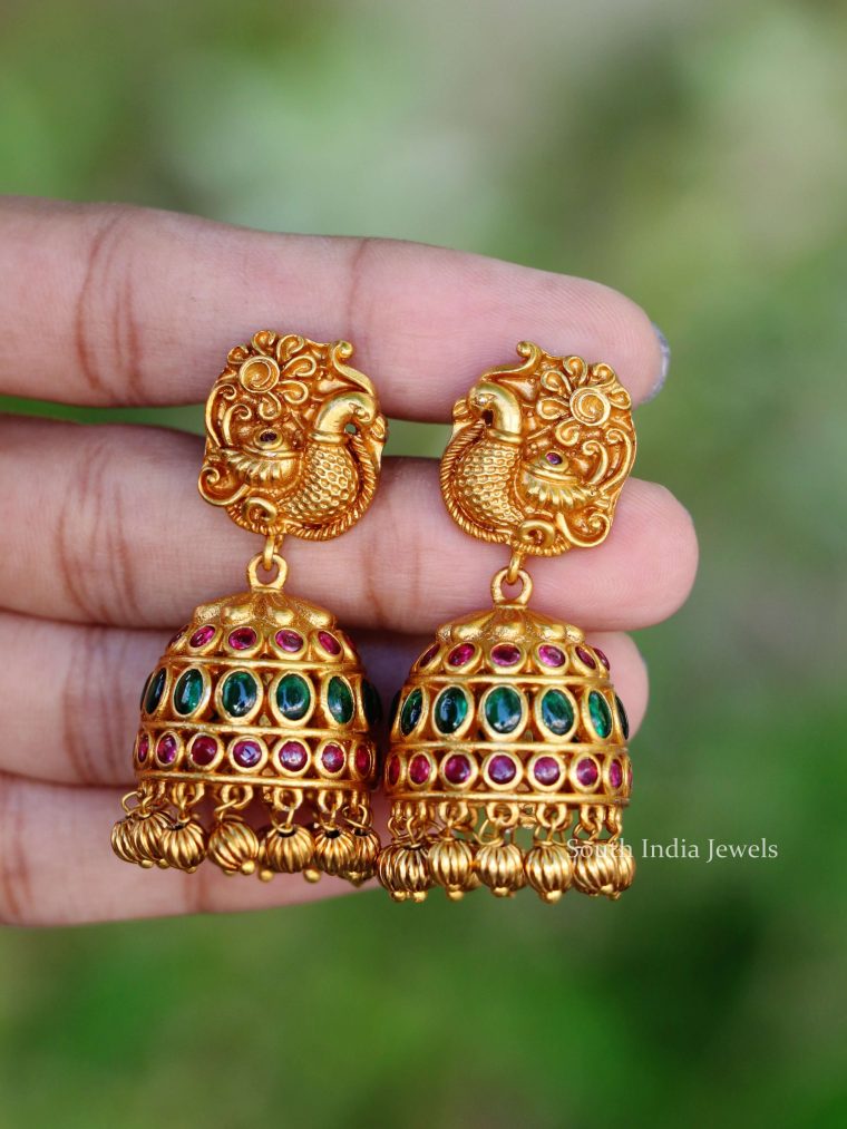 Gold Plated Peacock Design Jhumkas