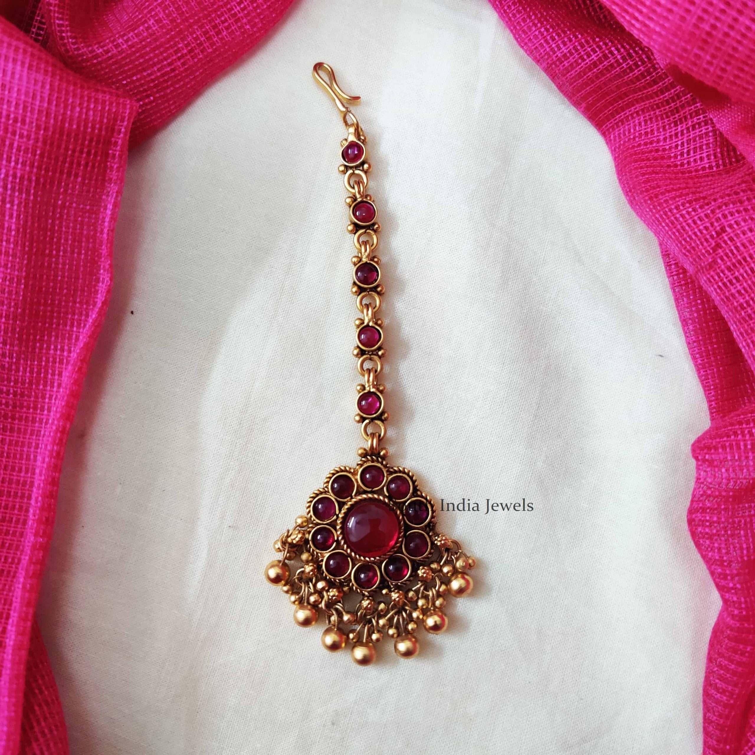 Floral Design Maang Tikka - South India Jewels