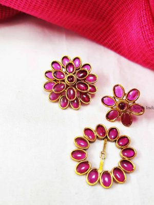 Floral Designer Pink Color Earrings