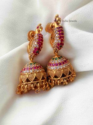 Gorgeous Peacock Matte Jhumkas (2)