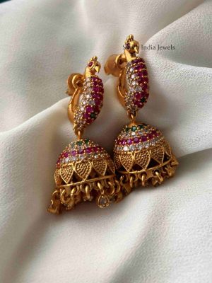 Gorgeous Peacock Matte Jhumkas