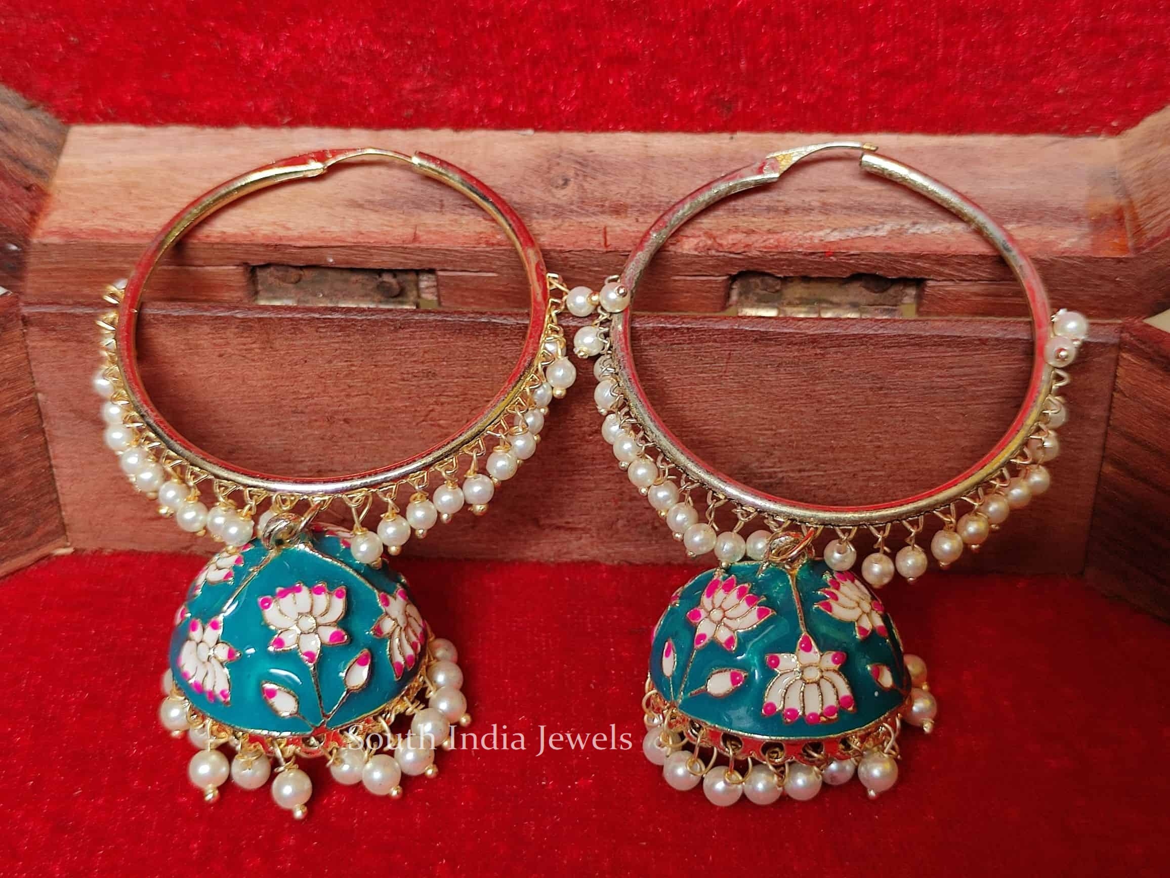 Hand Painted Meenakari Jhumka Earrings (2)