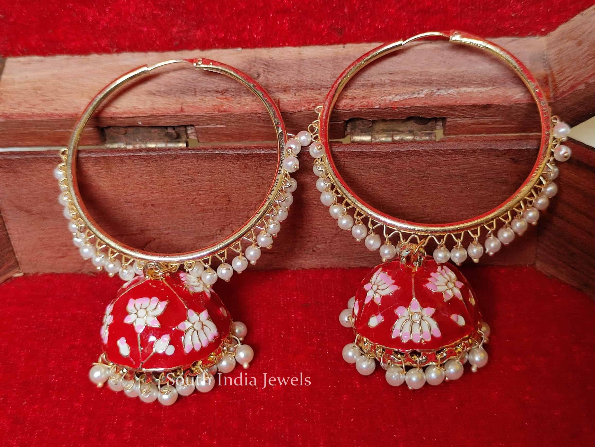 Hand Painted Meenakari Jhumka Earrings (3)