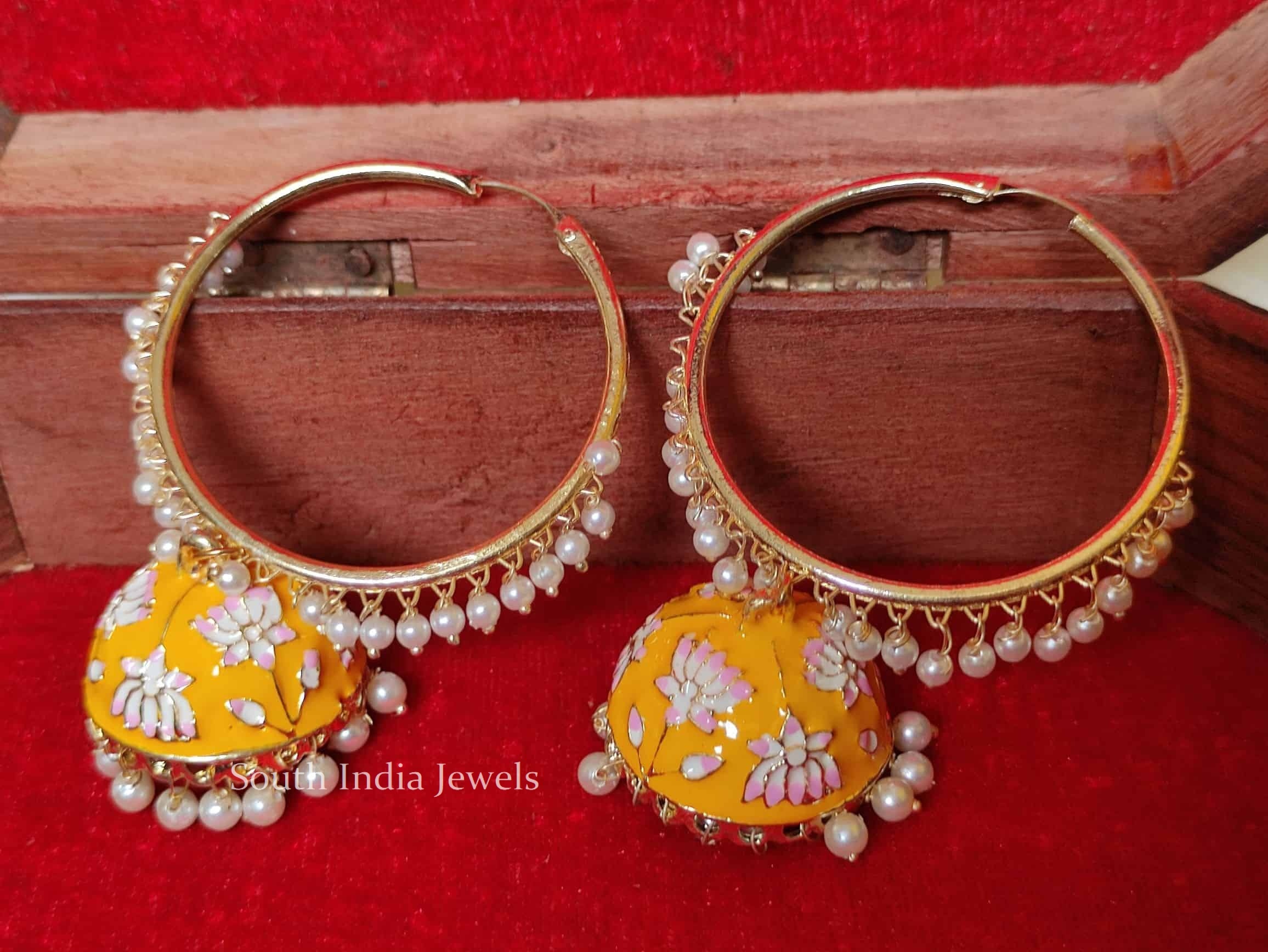 Hand Painted Meenakari Jhumka Earrings (5)
