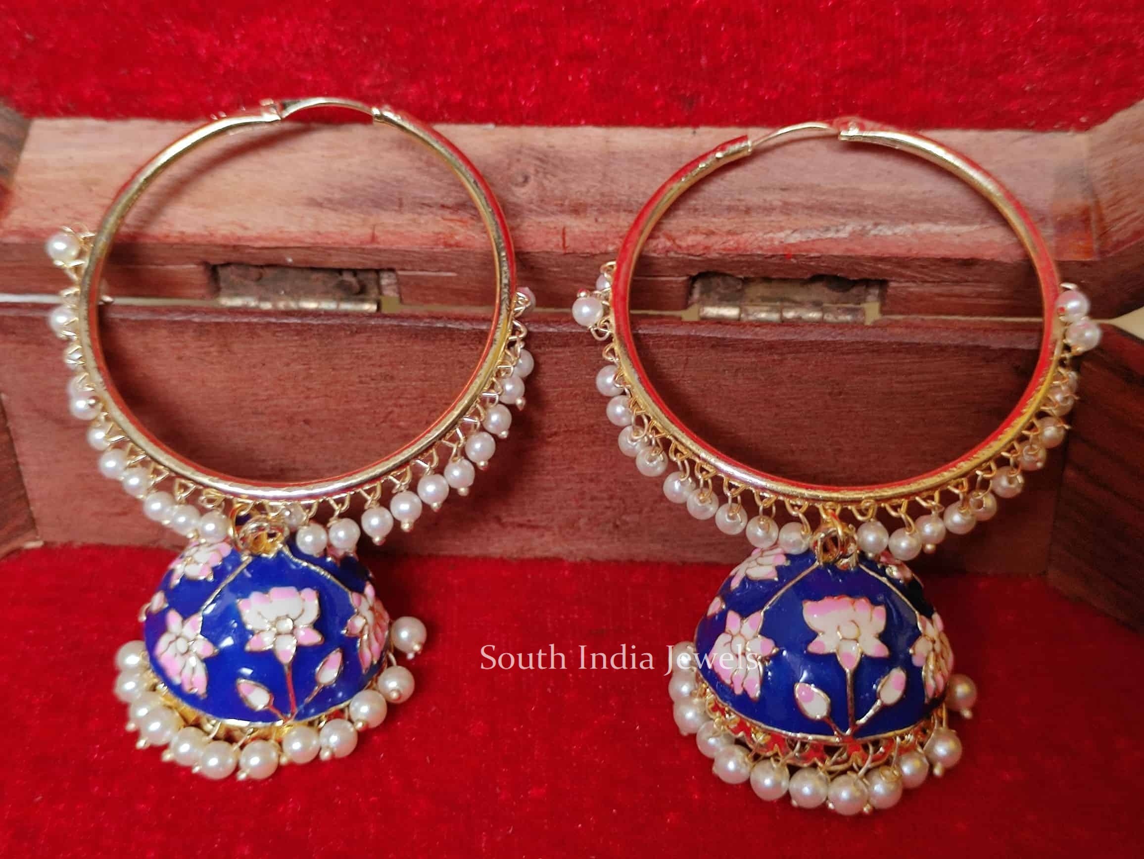 Hand Painted Meenakari Jhumka Earrings