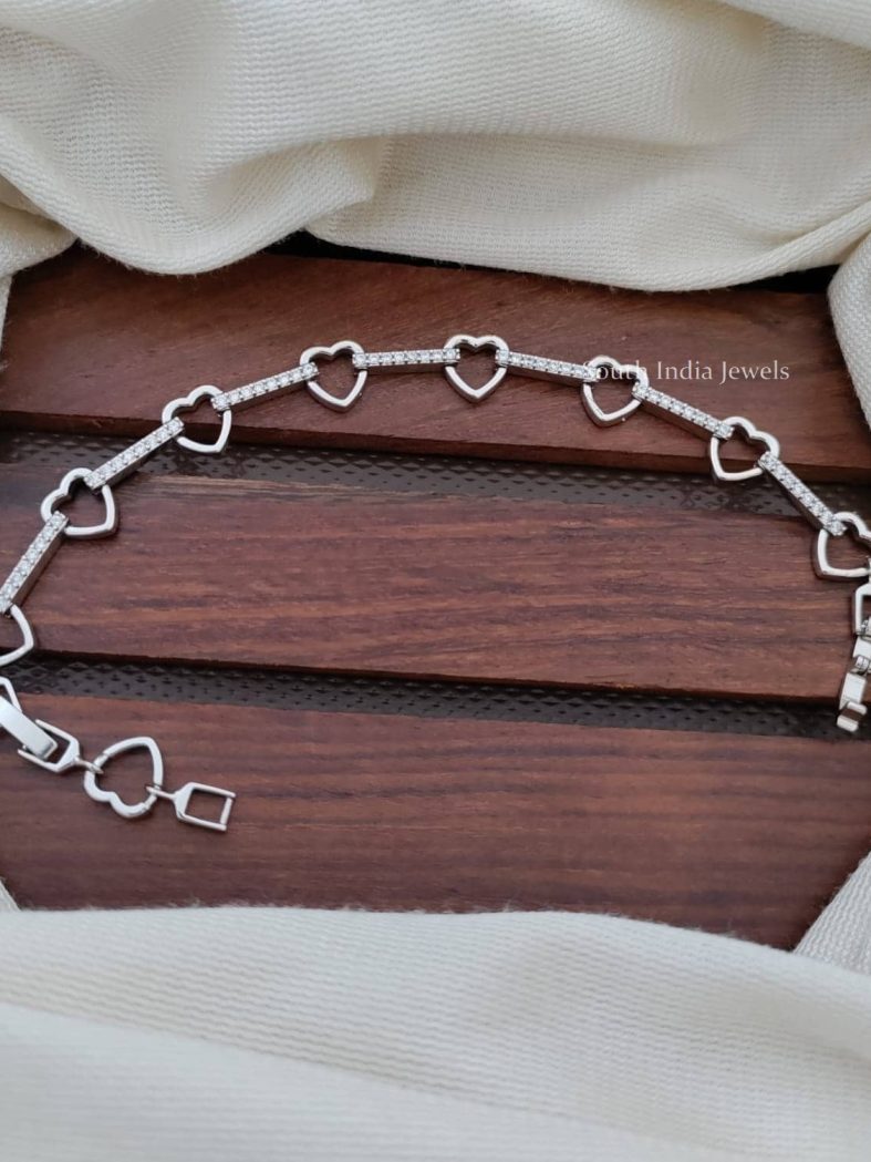 Heart Design Platinum Finish Bracelet