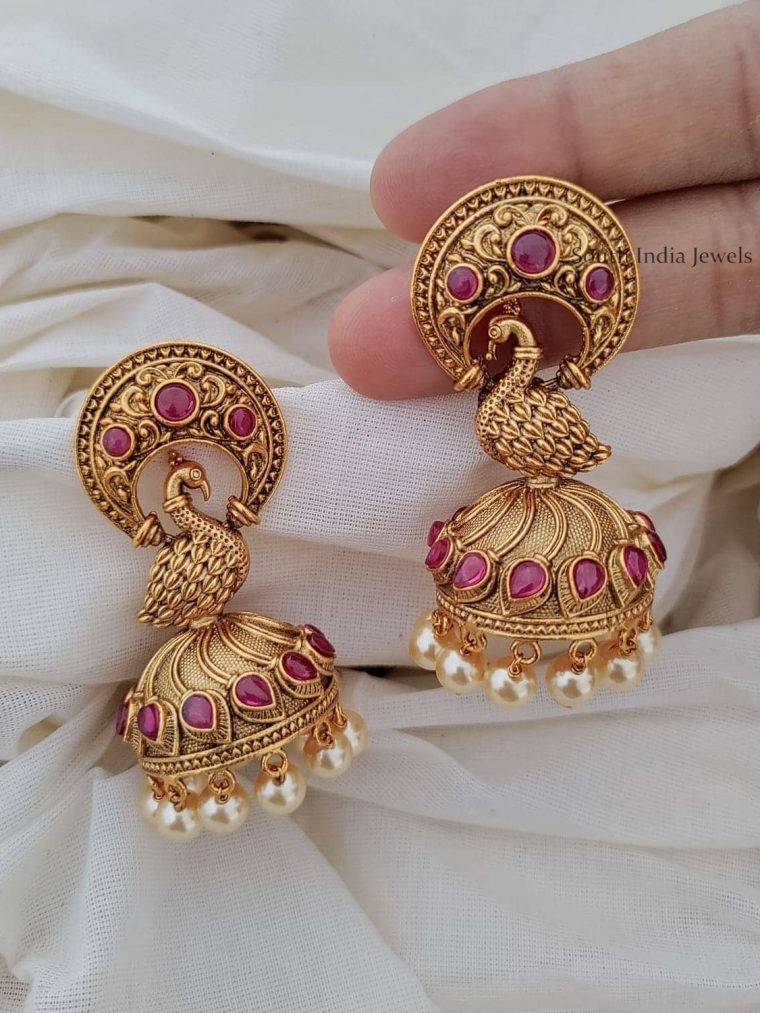 Kemp Stone Peacock Jhumkas