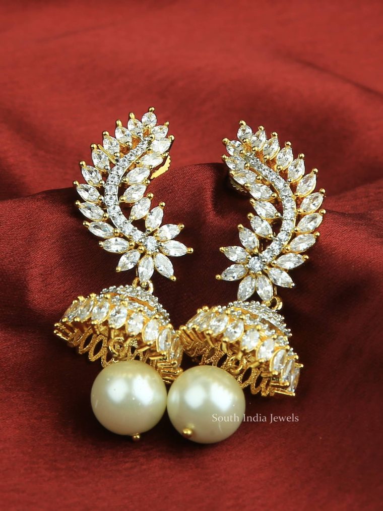 Pearl Design Gold Jhumkas