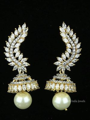 Pearl Design Gold Jhumkas