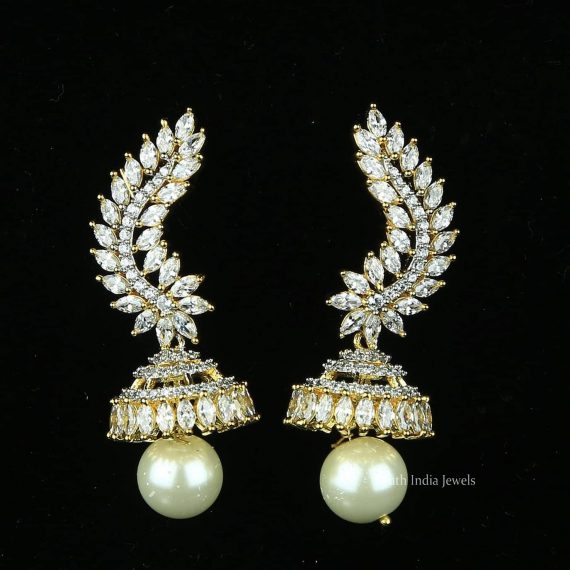 Pearl Design Gold Jhumkas