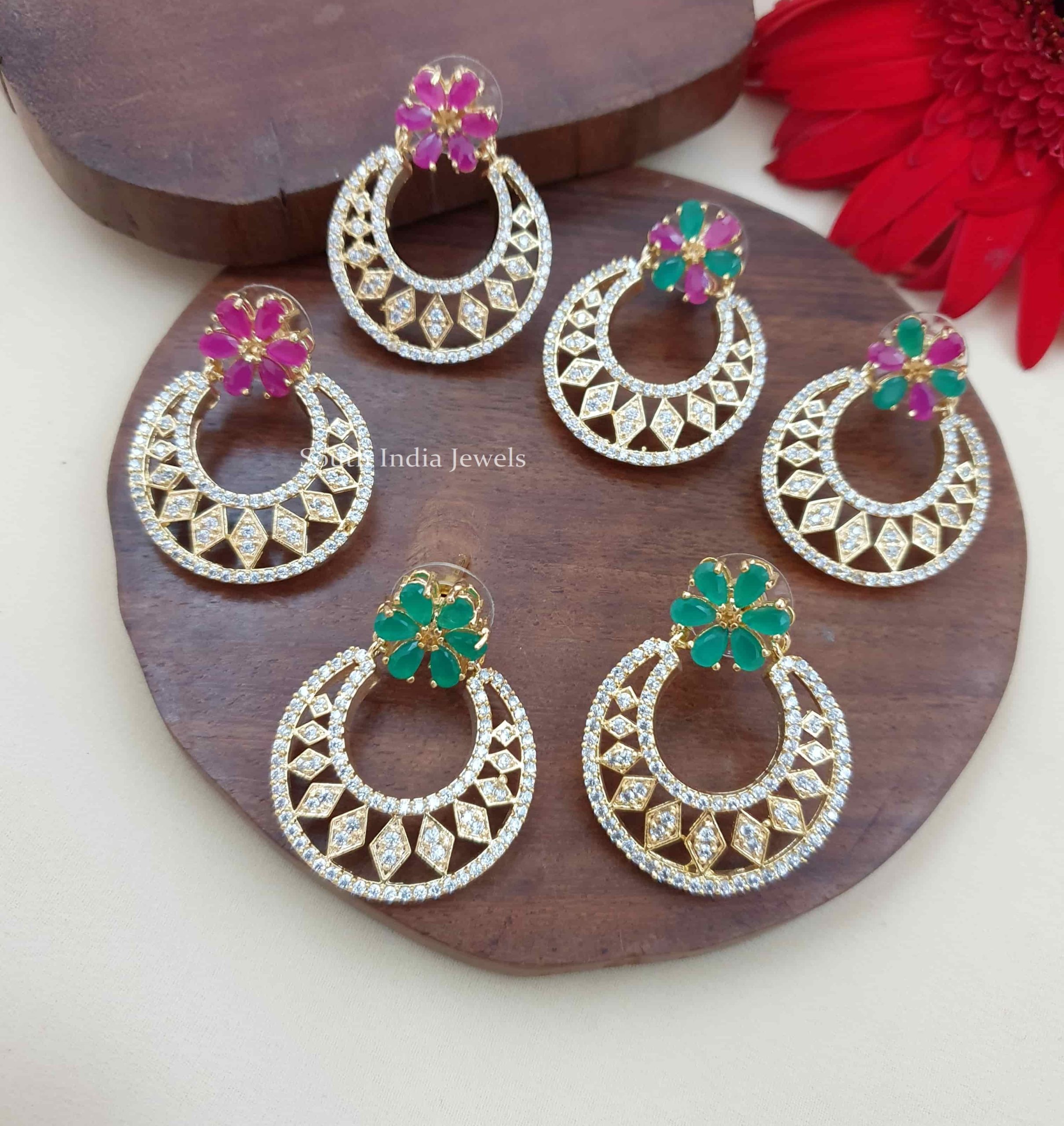 Pretty Floral Design Chandbali Earrings (3)