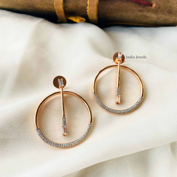 Round Ring Rose Gold Earrings