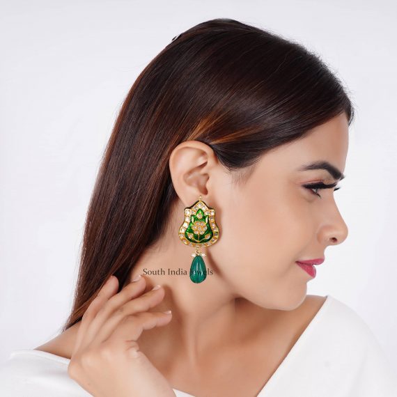 Stunning Green Enamel Drop Earrings