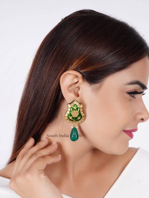 Stunning Green Enamel Drop Earrings