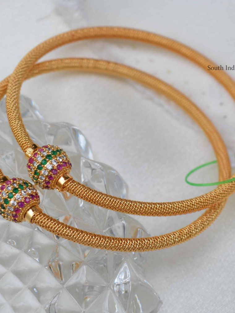 Stunning Ruby Emerald Ball Design Bangles