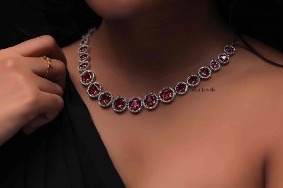 Stunning Ruby White Stones Necklace (4)