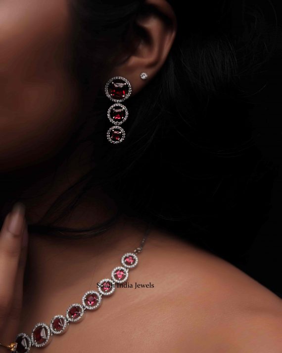 Stunning Ruby White Stones Necklace (4)