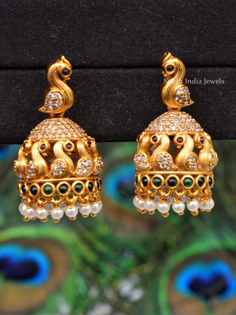 Swan Design Matte Jhumkas