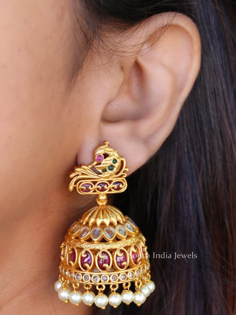 Traditional Golden Peacock Jhumkas (2)