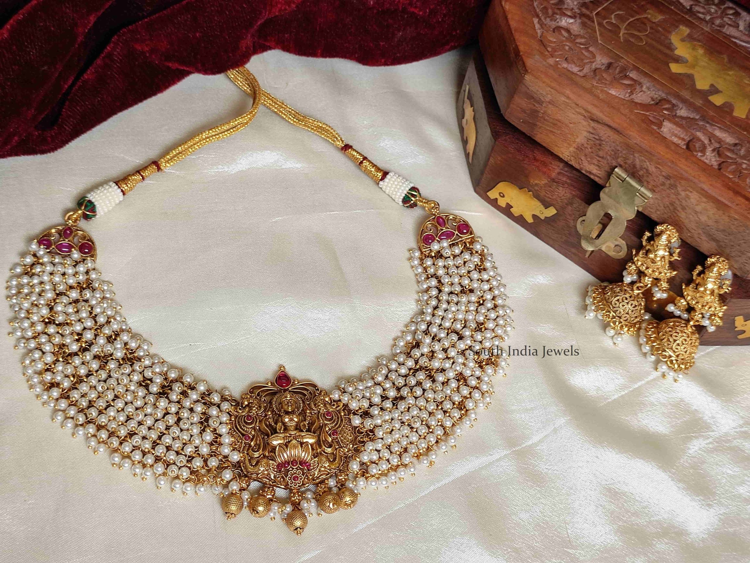 Traditional Lakshmi Design Pearls Necklace