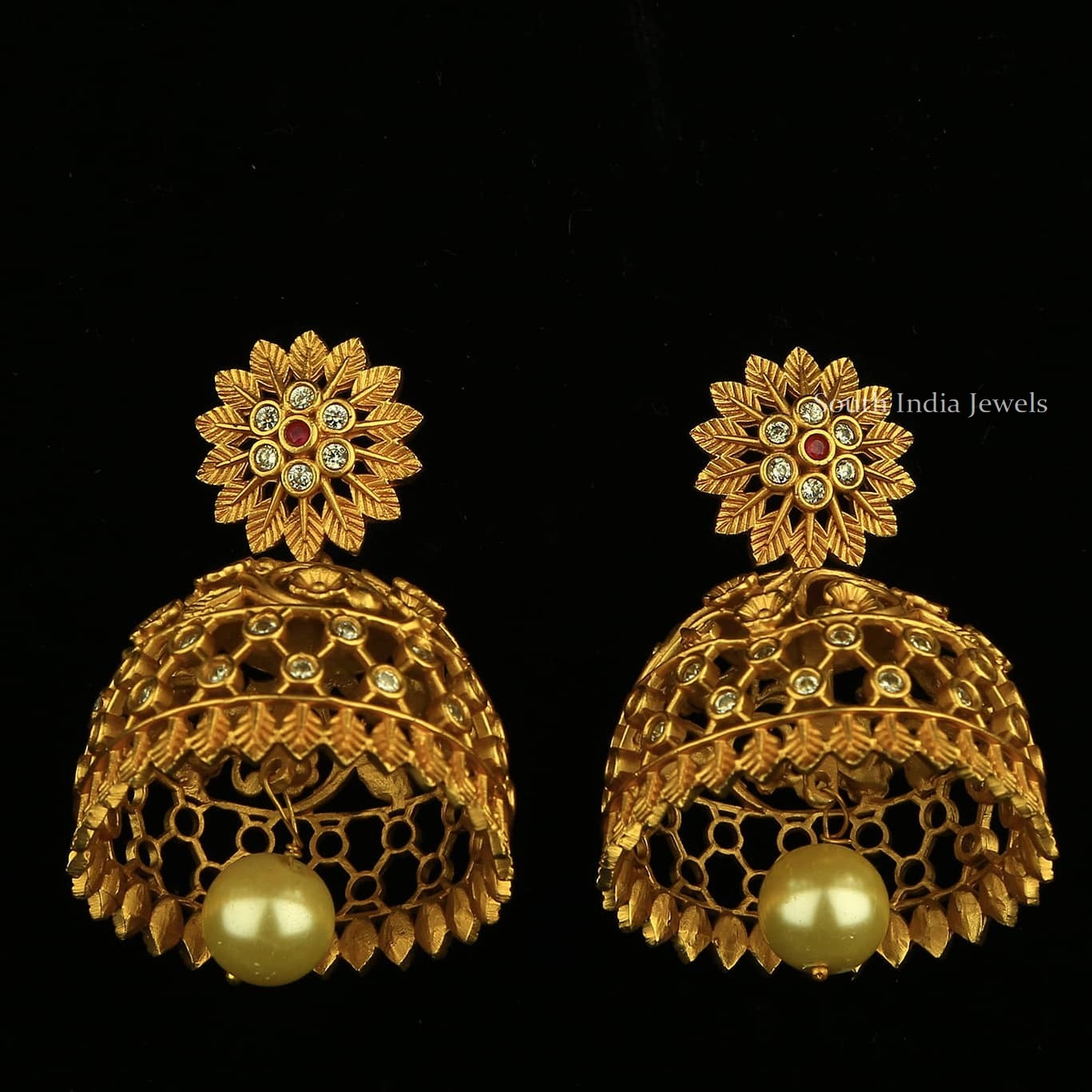 Traditional Pearl droplet Jhumkas