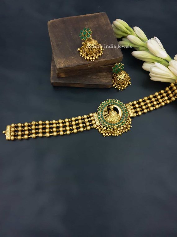 Trendy Peacock Design Choker Set