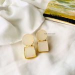 Unique Raw Crystal Round & Square Earrings. (2)