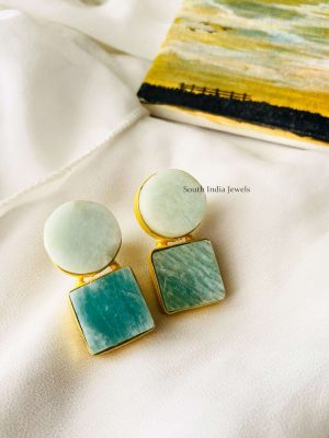 Unique Raw Crystal Round & Square Earrings. (3)