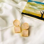 Unique Raw Crystal Round & Square Earrings. (4)