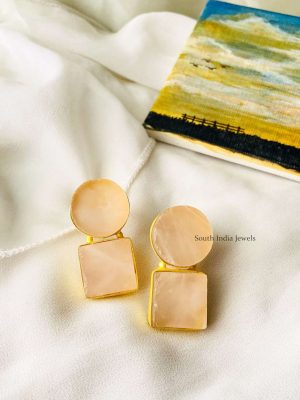 Unique Raw Crystal Round & Square Earrings. (4)