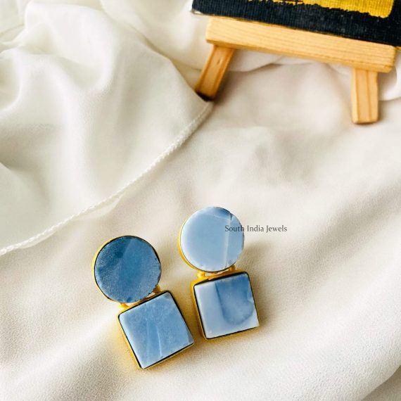 Unique Raw Crystal Round & Square Earrings. (9)