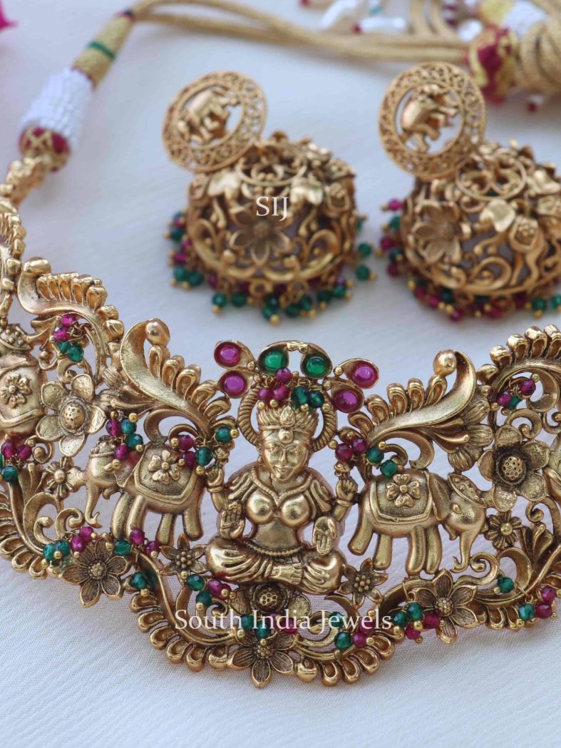 Antique Elephant & Lakshmi High Neck choker