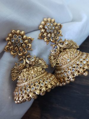 Antique Finish Bridal Jhumkas