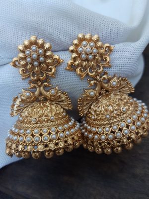 Antique Finish Bridal Jhumkas