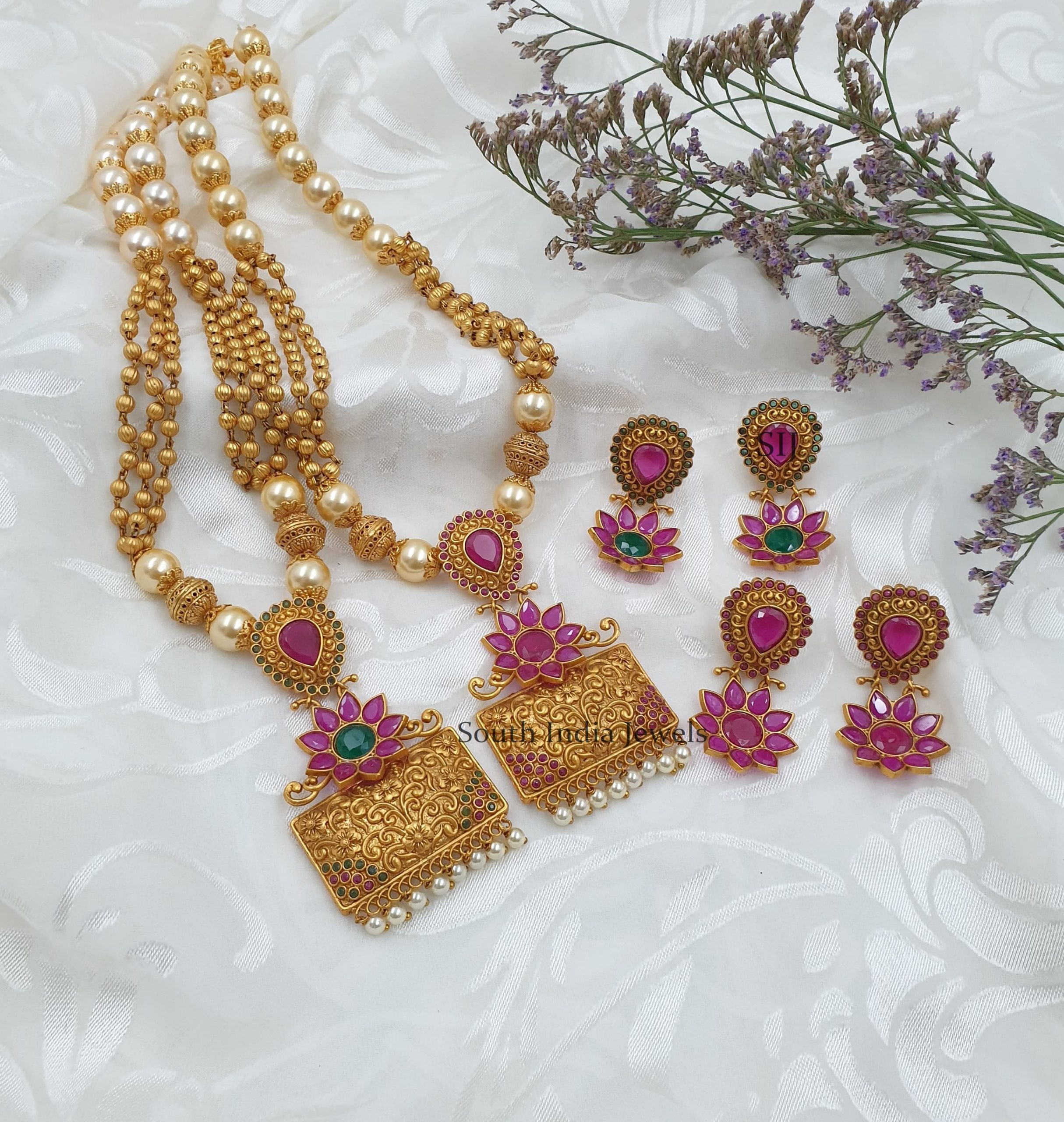 Antique Floral Design Beads Necklace (4)