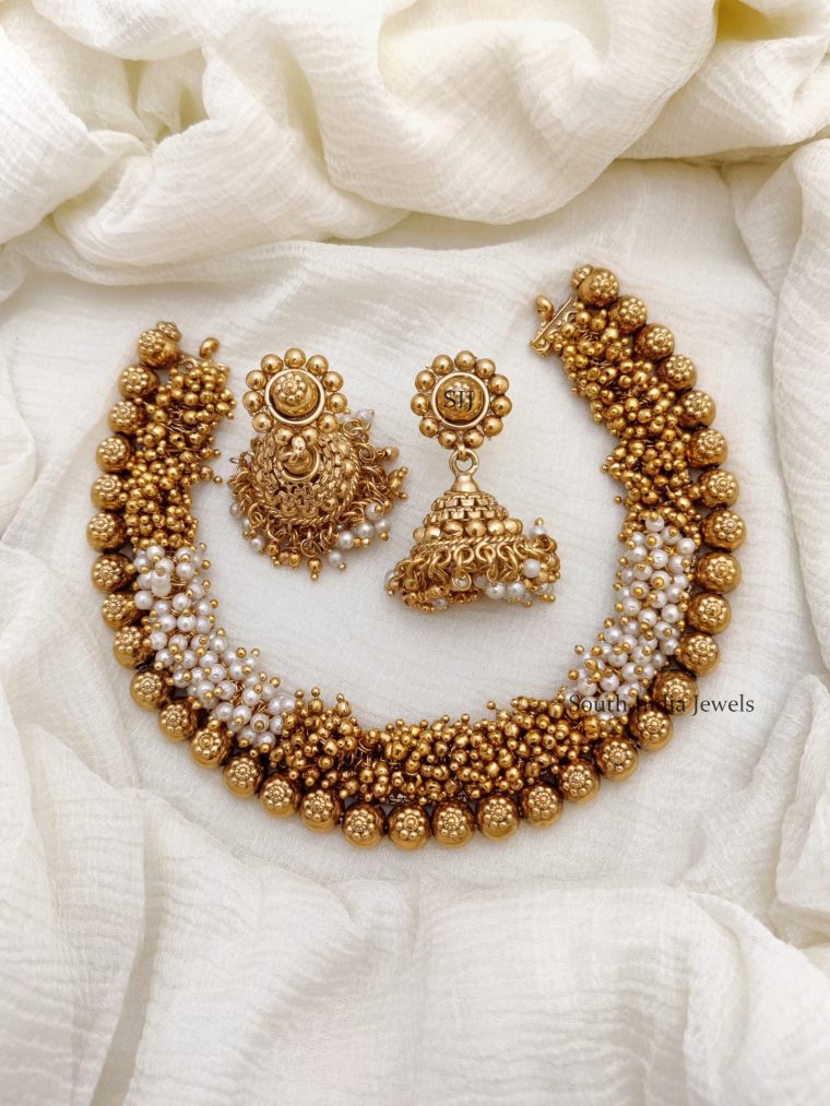 Antique Gold Pearl Necklace