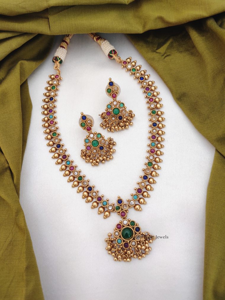 Antique Navarathna Design Necklace