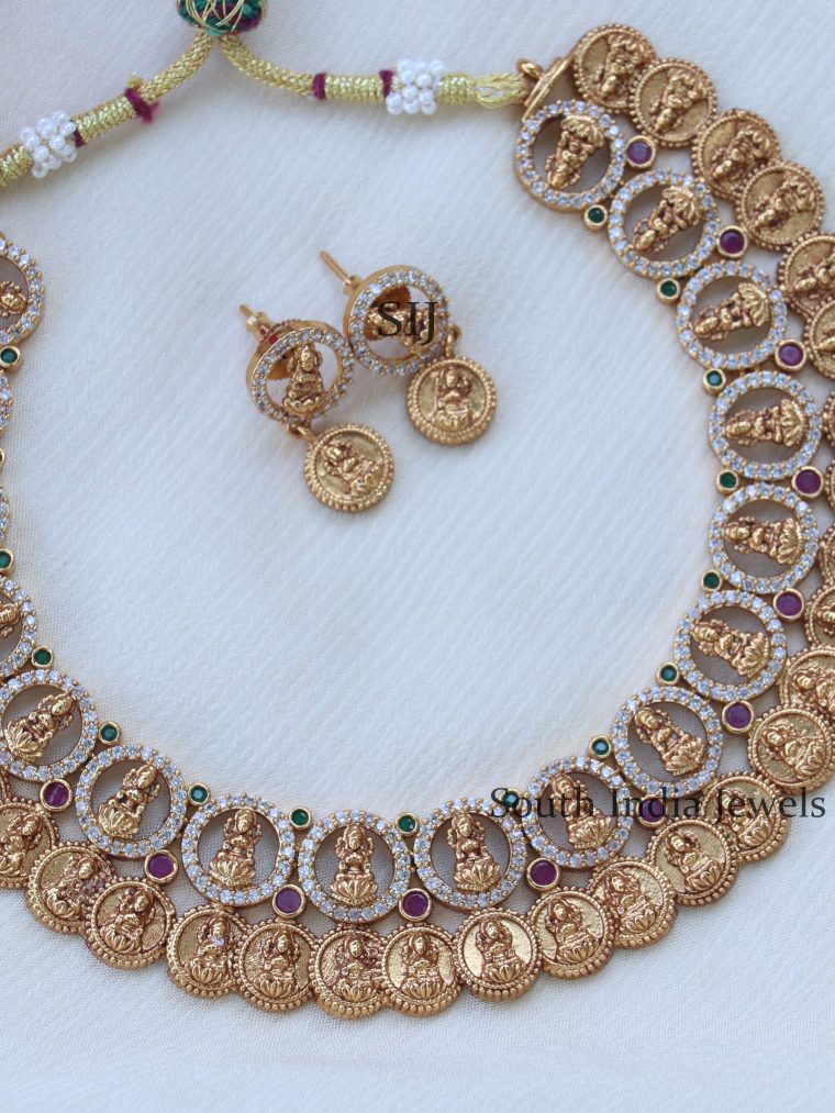 Attractive White Stones Lakshmi Necklace (2)