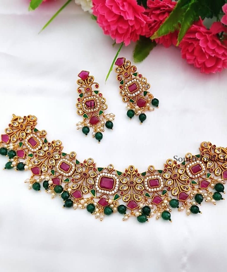 Beautiful Bridal Green Beads Choker