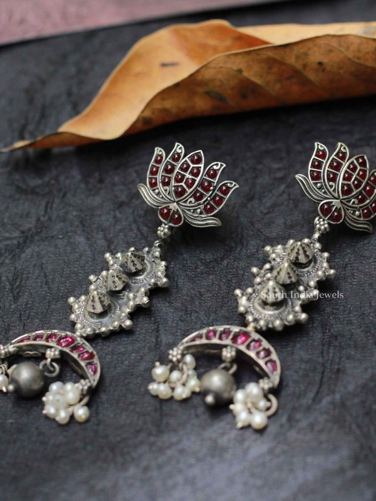 Beautiful Lotus Silver Earrings