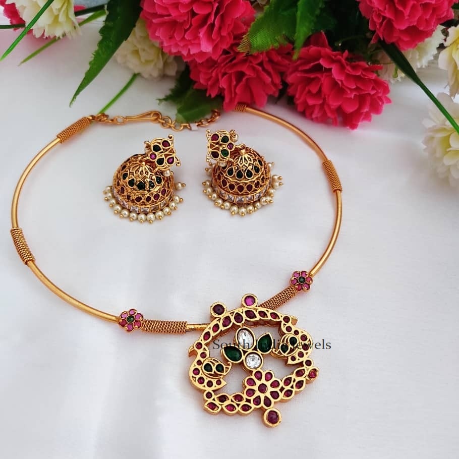 Beautiful Peacock Design Hasli Necklace