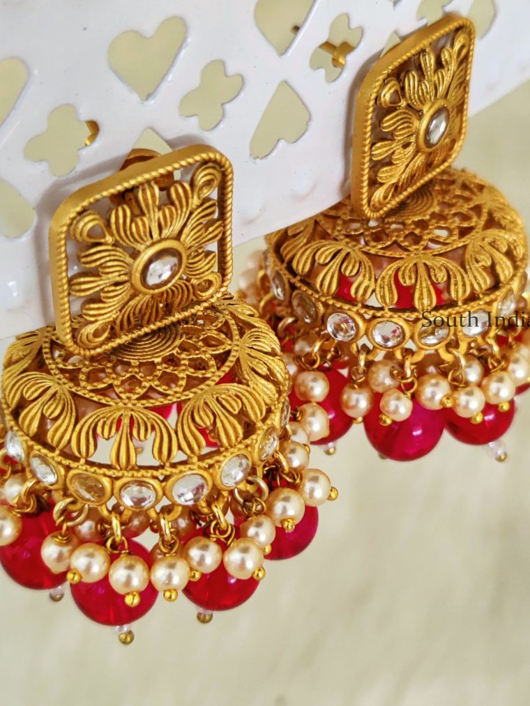 Bell Shaped Engraved Jhumkas