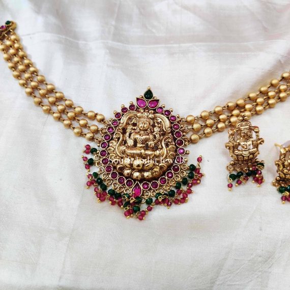 Classic Golden Beads Lakshmi Choker.